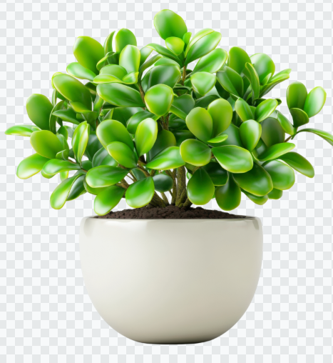 Jade Plant Crassula ovata succulent green money plant in decorative pot indoor houseplant