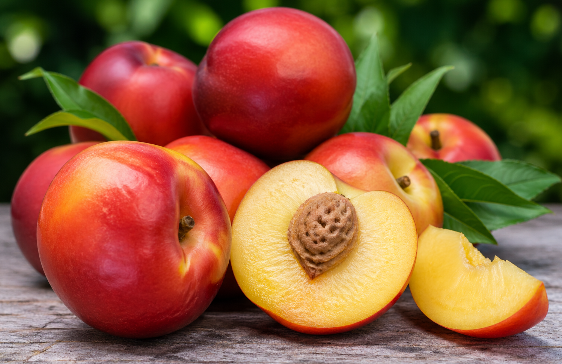 Nectarine Sunbob tree with ripe yellow flesh fruit in Sydney garden